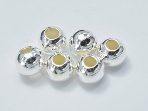 6pcs 925 Sterling Silver Beads, 6mm Round Beads-Metal Findings & Charms-BeadXpert