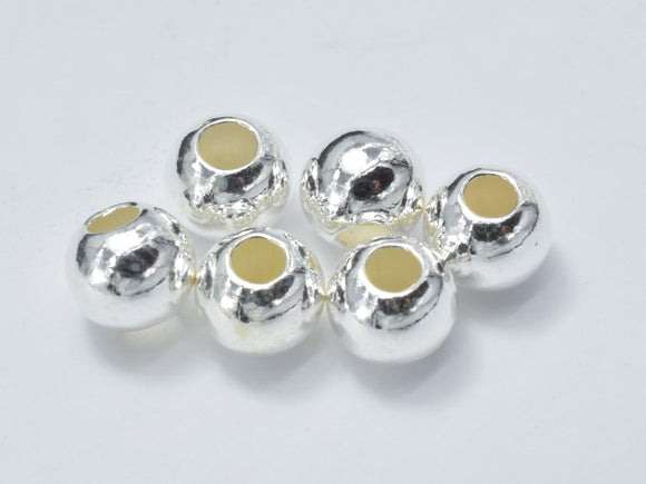 6pcs 925 Sterling Silver Beads, 6mm Round Beads-Metal Findings & Charms-BeadXpert