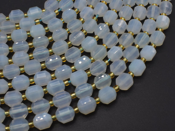 Blue Chalcedony Agate Beads, 8mm Faceted Prism Double Point Cut-Gems: Round & Faceted-BeadXpert