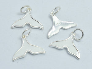 2pcs 925 Sterling Silver Charm-Enamel White Whale Tail Charm 15x12mm-BeadXpert