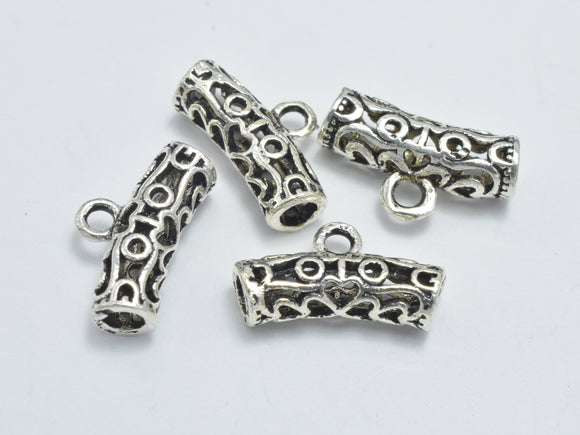 4pcs 925 Sterling Silver Bead Connector-Antique Silver, Filigree Round Tube, 12.5x4mm-Metal Findings & Charms-BeadXpert