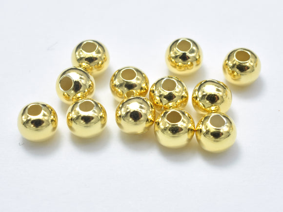 15pcs 24K Gold Vermeil 4mm Round Beads, 925 Sterling Silver Beads-Metal Findings & Charms-BeadXpert