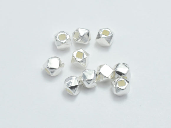 10pcs 925 Sterling Silver Beads, 2.5mm Faceted Cube-Metal Findings & Charms-BeadXpert