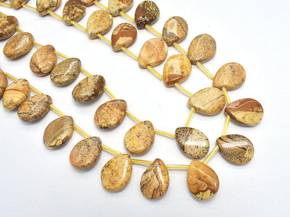 Picture Jasper, 13x18mm Twisted Flat Teardrop Beads-BeadXpert