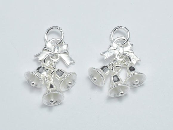 1pc 925 Sterling Silver Charm, Bell Charm, Approx. 21x12mm, 6mm Bell-BeadXpert