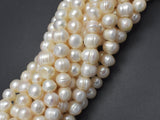 Fresh Water Pearl Beads-White, 8.5-10mm Potato Beads, 13.5 Inch-BeadXpert