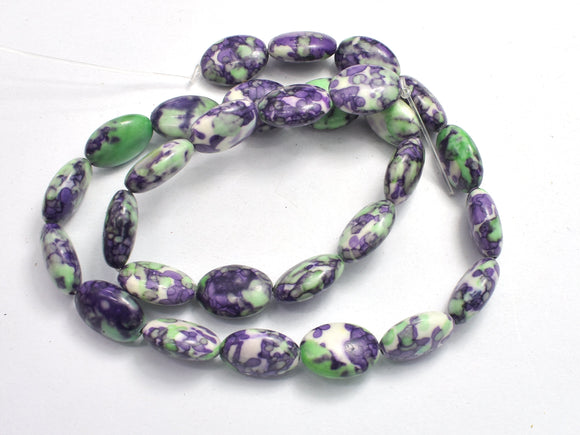 Rain Flower Stone, Purple, Green, 10x14mm Oval Beads-BeadXpert
