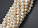 Fresh Water Pearl Beads-White, 7-8mm Potato Beads-Pearls & Glass-BeadXpert
