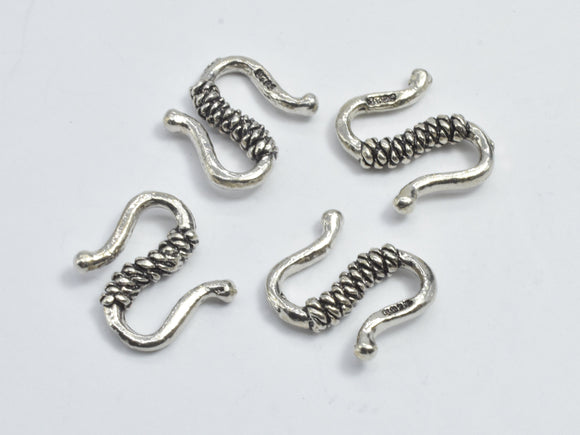 4pcs 925 Sterling Silver S Hook Clasps, S Hook Clasps Connector, 12x8mm-Metal Findings & Charms-BeadXpert