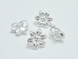 2pcs 925 Sterling Silver Flower Connector, 10mm-Metal Findings & Charms-BeadXpert