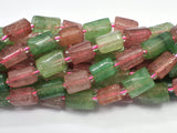 Strawberry Quartz, Green Strawberry Quartz, Lepidocrocite, 7x12mm Faceted Tube-BeadXpert