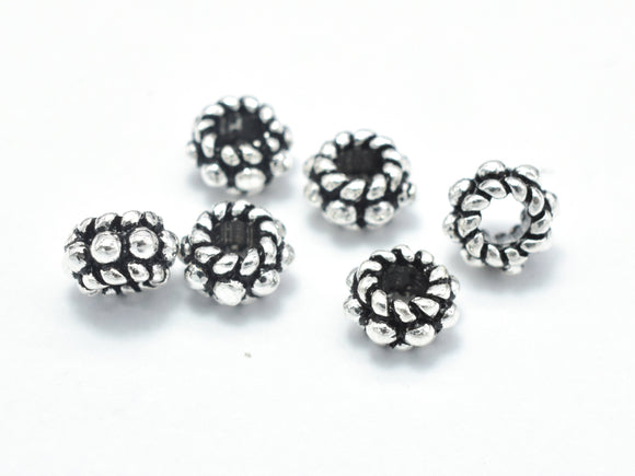 8pcs 925 Sterling Silver Beads-Antique Silver, 5mm Rondelle Beads, Spacer Beads, 5x3mm Hole 2.2mm-Metal Findings & Charms-BeadXpert