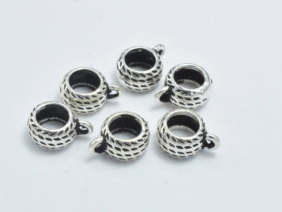 4pcs 925 Sterling Silver Bead Connector-Antique Silver, Rondelle, 6x5mm-Metal Findings & Charms-BeadXpert