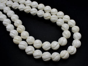 Tridacna Shell, 10mm Carved Round Beads-BeadXpert