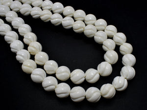 Tridacna Shell, 12mm Carved Round Beads-BeadXpert