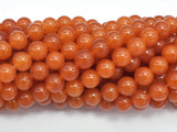 Jade - Orange, 8mm, Round, 15 Inch-BeadXpert