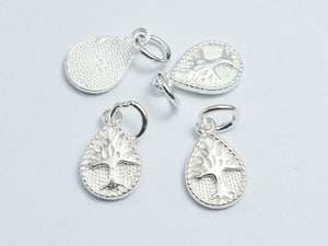 2pcs 925 Sterling Silver Teardrop Charms, Tree Charm, 8x13mm-BeadXpert