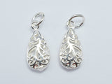 2pcs 925 Sterling Silver Charm, Filigree Teardrop Charm, 8x16mm-BeadXpert