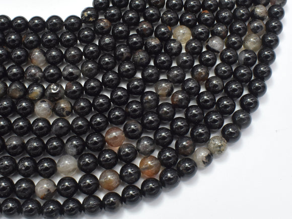 Black Tourmaline Beads, 6mm, Round-BeadXpert