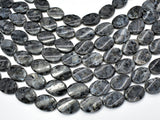 Black Labradorite Beads, Larvikite, 18x25 Twisted Oval Beads-Gems:Assorted Shape-BeadXpert