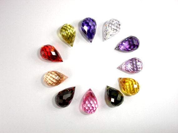 CZ beads,10x16mm Faceted Teardrop-Cubic Zirconia-BeadXpert