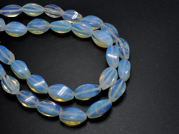 White Opalite Beads, 8x16mm Swirl Beads-BeadXpert