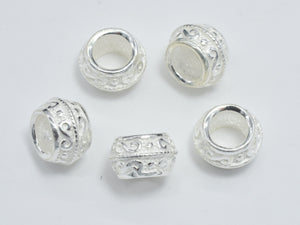 4pcs 925 Sterling Silver Beads, Drum Beads, Big Hole Spacer Beads, 8x4.8mm-BeadXpert