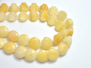 Yellow Jade Beads, Double Hole, 15mm Coin Beads-BeadXpert