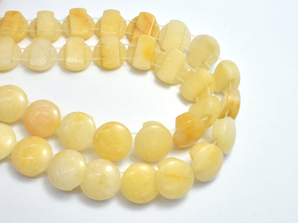 Yellow Jade Beads, Double Hole, 15mm Coin Beads-BeadXpert