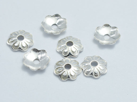 20pcs 6mm 925 Sterling Silver Bead Caps, 6mm Flower Bead Caps-BeadXpert