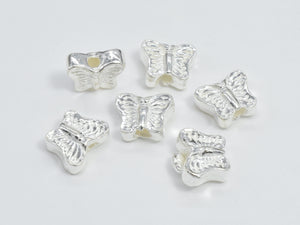 4pcs 925 Sterling Silver Beads, Butterfly Beads, 6x4.8mm, 2.6mm Thick-Metal Findings & Charms-BeadXpert