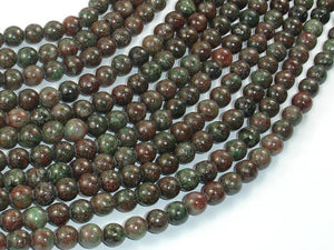 Red Green Garnet Beads, 6mm Round Beads-BeadXpert