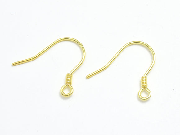 10pcs 24K Gold Vermeil Earring Hook, Fishhook, 925 Sterling Silver Earring Hook, 15x10mm-Metal Findings & Charms-BeadXpert