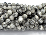 White Zebra Jasper, 8mm (8.3mm) Round Beads-Gems: Round & Faceted-BeadXpert