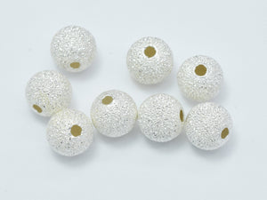 6pcs 925 Sterling Silver Beads, Stardust Silver Beads, 6mm Round-Metal Findings & Charms-BeadXpert