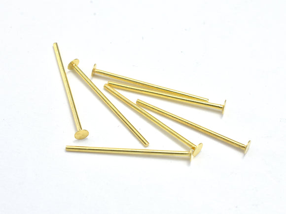 20pcs 24K Gold Vermeil Head Pin, 925 Sterling Silver Pin, 20mm-Metal Findings & Charms-BeadXpert