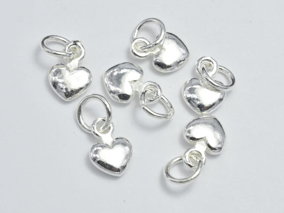 4pcs 925 Sterling Silver Charms, Heart Charms, 6mm-BeadXpert