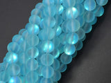 Matte Mystic Aura Quartz-Aqua Blue, 6mm (6.5mm) Round-Gems: Round & Faceted-BeadXpert