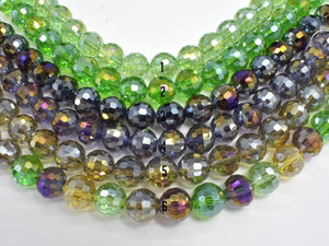 Crystal Glass Beads, 10mm Faceted Round Beads with AB, 7 Inch-Pearls & Glass-BeadXpert