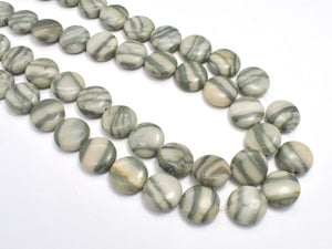 Green Zebra Jasper Beads, 14mm Coin Beads-Gems:Oval,Rectangle,Coin-BeadXpert