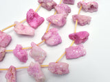 Raw Druzy Quartz Geode - Coated Pink, Approx. 15x20mm Nugget-BeadXpert