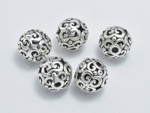 2pcs 925 Sterling Silver Beads-Antique Silver, 8.5mm Round Beads-Metal Findings & Charms-BeadXpert