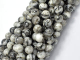 White Zebra Jasper, 8mm (8.3mm) Round Beads-Gems: Round & Faceted-BeadXpert