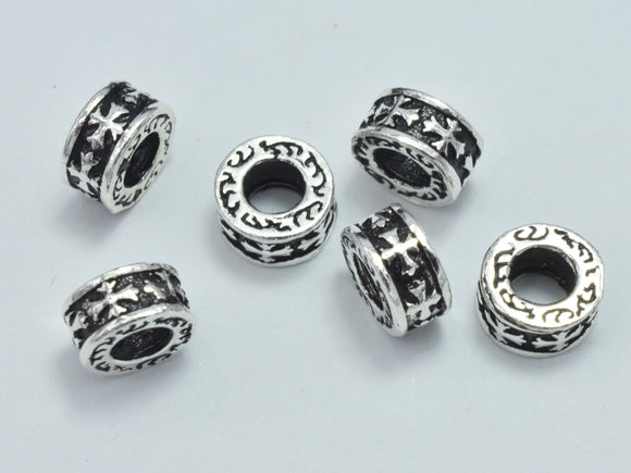 4pcs 925 Sterling Silver Beads-Antique Silver, 5.7x3mm, Tube Beads, Big Hole Beads-BeadXpert