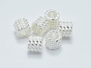 2pcs 925 Sterling Silver Beads, 6x5.8mm Tube Beads, Big Hole Tube Beads-Metal Findings & Charms-BeadXpert