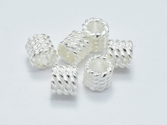 2pcs 925 Sterling Silver Beads, 6x5.8mm Tube Beads, Big Hole Tube Beads-Metal Findings & Charms-BeadXpert