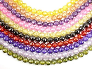 CZ beads, 6 mm Faceted Round-Cubic Zirconia-BeadXpert