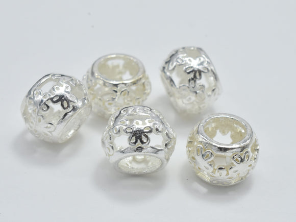 4pcs 925 Sterling Silver Beads, Filigree Drum Beads, Big Hole Spacer Beads, 7.5x5.5mm-Metal Findings & Charms-BeadXpert