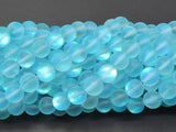 Matte Mystic Aura Quartz-Aqua Blue, 8mm (8.5mm) Round-Gems: Round & Faceted-BeadXpert
