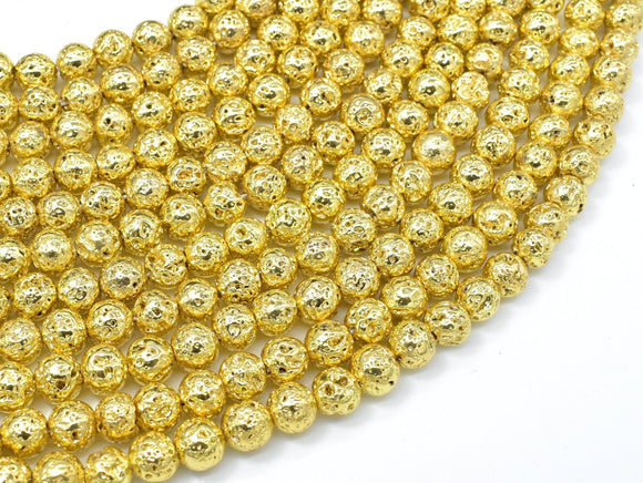 Lava-Gold Plated, 6mm (6.7mm) Round-Gems: Round & Faceted-BeadXpert
